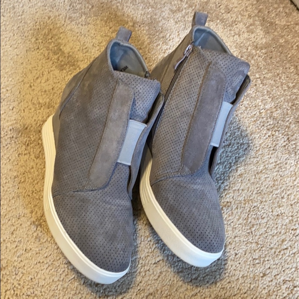 Gray Wedge High Top Platform Sneakers Booties